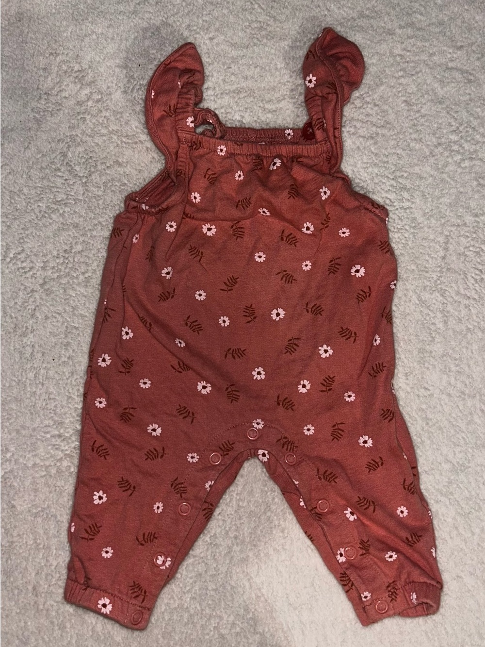 Carter's Rust Floral Ruffle Strap Romper 100% cotton